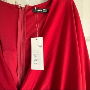 TFNC Red V-Neck Wrap Dress with Zip Back